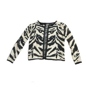 Fur Soft Fluffy Animal Print Zebra Cardigan Sweater